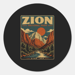 Adesivo parque nacional de Zion vintage retrô canyon ao ar