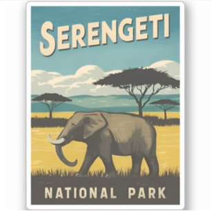 Adesivo Parque Nacional do Serengeti, Viagens vintage Retr