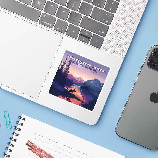 Adesivo Parque Nacional dos Lagos Waterton Canada Alberta (Notebook com iPhone)