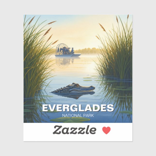 Adesivo Parque Nacional Everglades e Alligator (Folha)