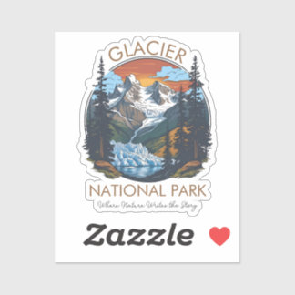Adesivo Parque Nacional Glacier Retro Montanha