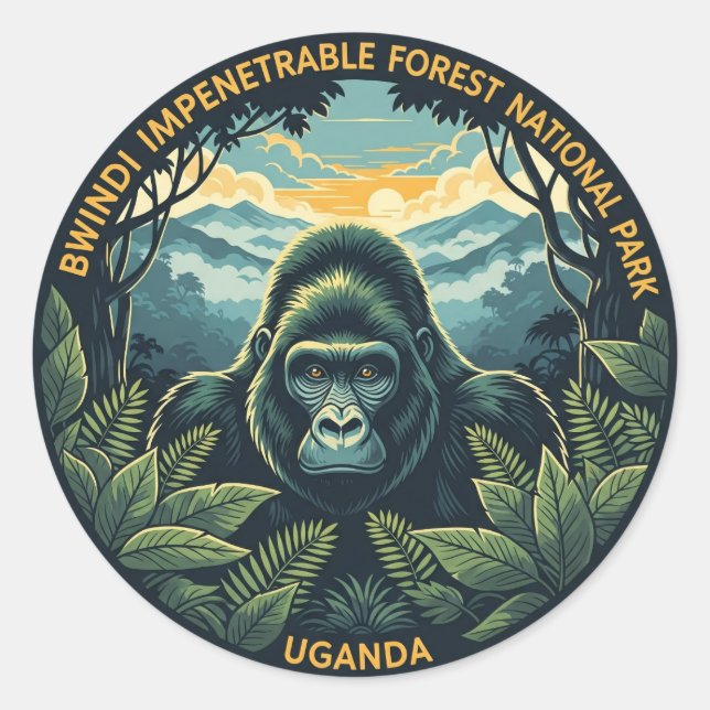 Adesivo Parque Nacional Impenetrável de Uganda Bwindi (Frente)