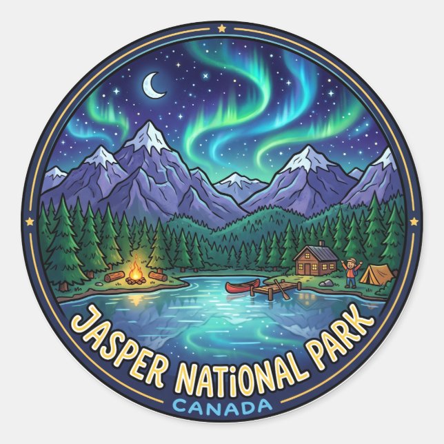 Adesivo Parque Nacional Jasper à Noite Canadá (Frente)
