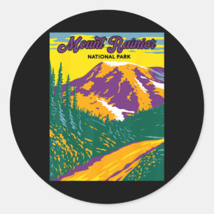 Adesivo Parque Nacional Mount Rainier Retro Acampamento Tr