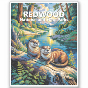Adesivo Parque Nacional Redwood Animal Colorido Lontras Fo