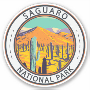 Adesivo Parque Nacional Saguaro Cactos Em Primavera Crachá