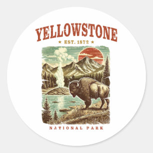 Adesivo Parque Nacional Yellowstone - Montanha e Bison