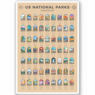 Adesivo Parques Nacionais da Lista dos Estados Unidos Vint