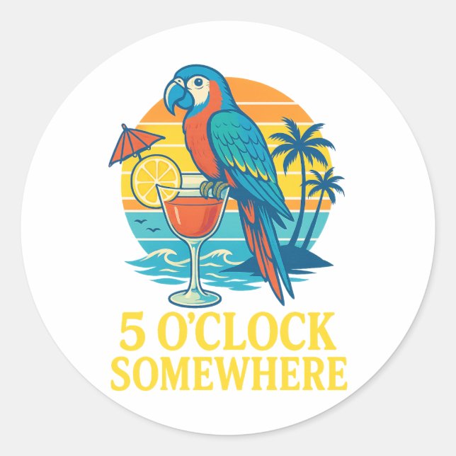 Adesivo Parrot Cocktail Sunset 5 O’Clock Somewhere (Frente)
