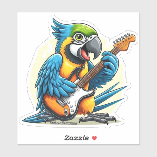 Adesivo Parrot Rock Music (Folha)