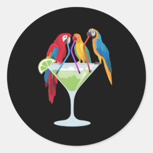 Adesivo Parrots Bebendo Margarita Férias Tropicais Hawai