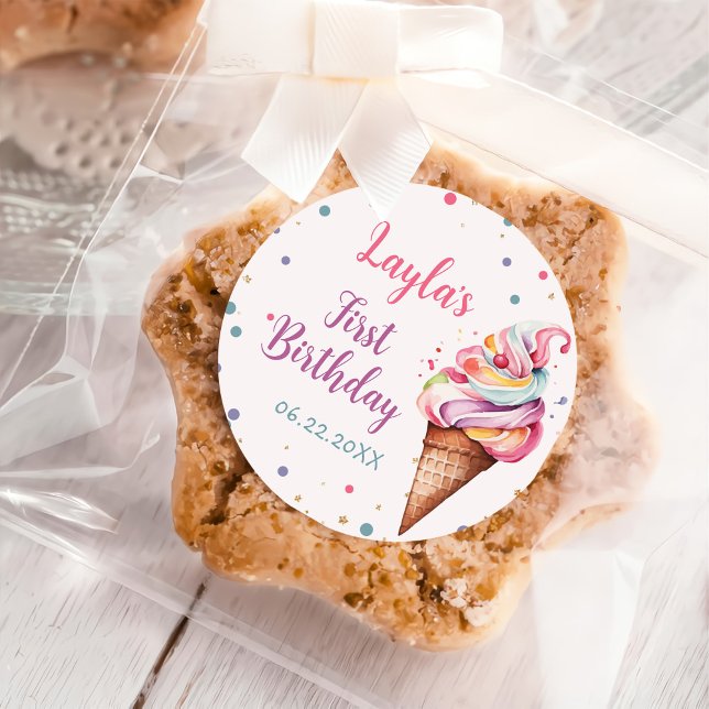 Adesivo Parte primeiro aniversario sorvete (Criador carregado)