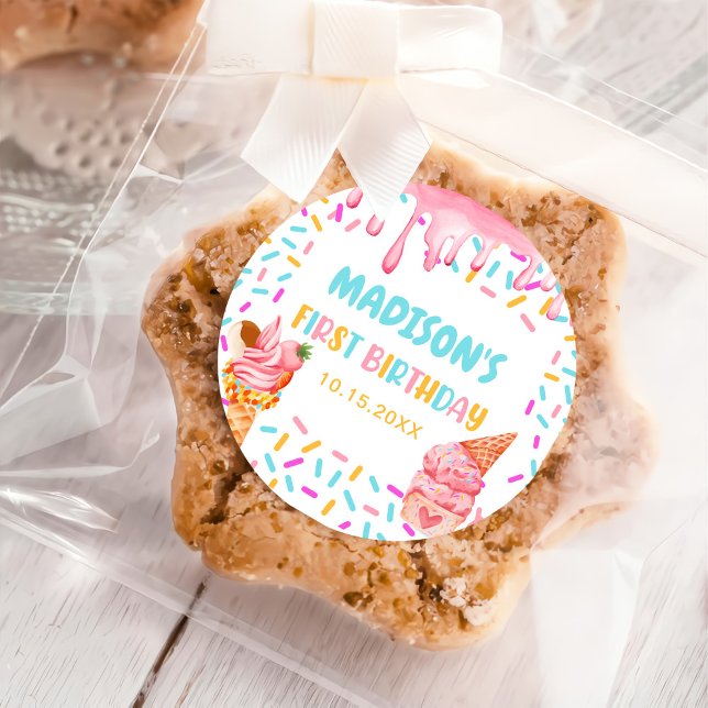 Adesivo Parte primeiro aniversario sorvete (Criador carregado)