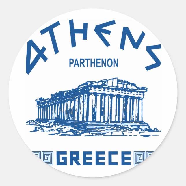 Adesivo Parténon - Atenas - Grego (azul) (Frente)