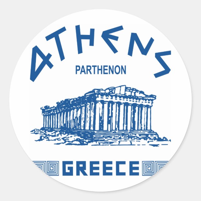 Adesivo Parténon - Atenas - Grego (azul) (Frente)