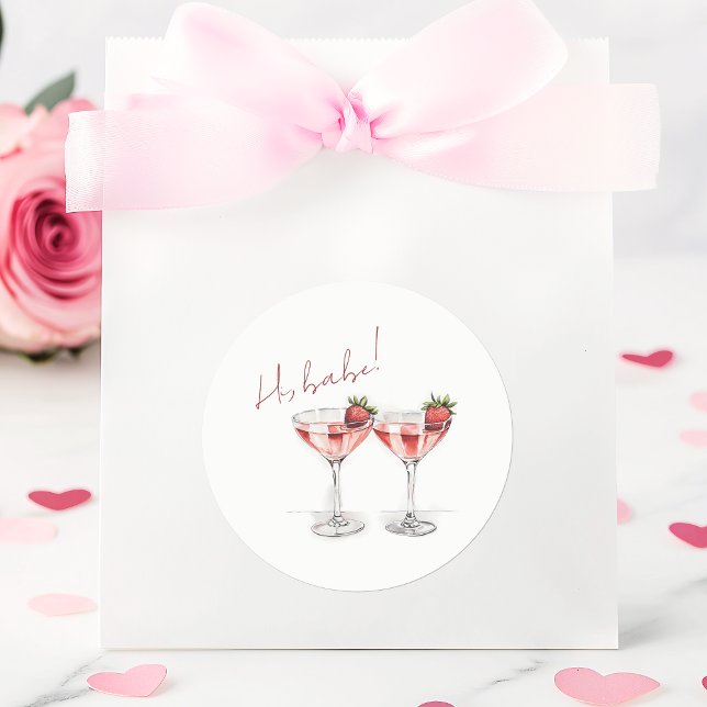 Adesivo Partido Babe Strawberry Cocktail do dia de Galenti (Criador carregado)