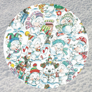 Adesivo Partido bonito do pinguim do urso polar do Natal