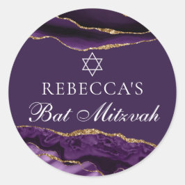 Adesivo Partido Chic Purple Dourado Bat Mitzvah Personaliz