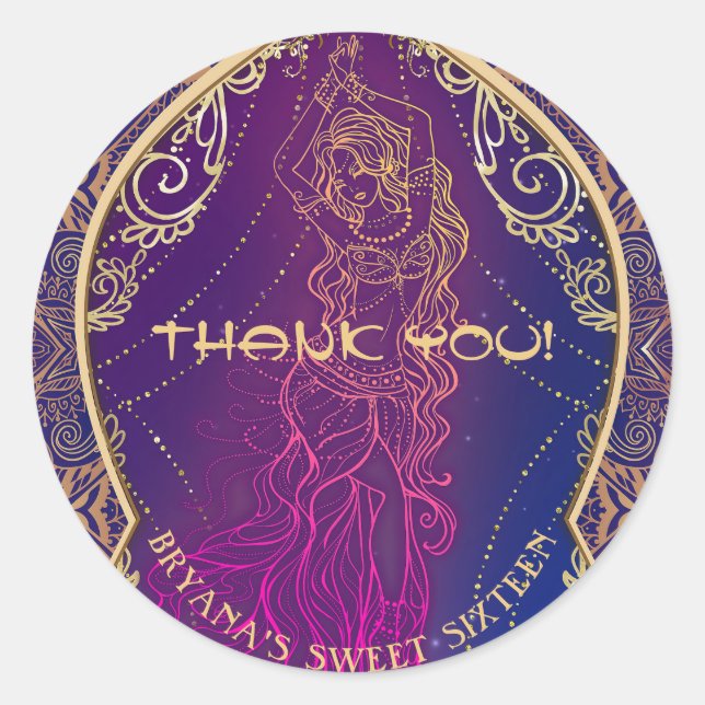 Adesivo Partido Dançarino Árabe roxo e Dourado marroquino (Frente)