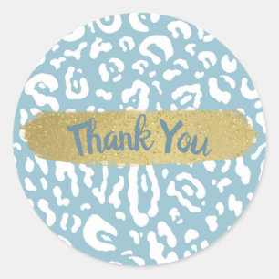 Adesivo Partido de Impressão Animal Leopardo Azul e Branco