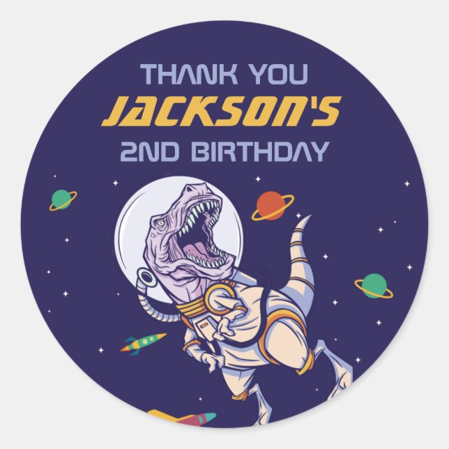 Adesivo Partido do Aniversário de criança Espacial Exterio (Frente)