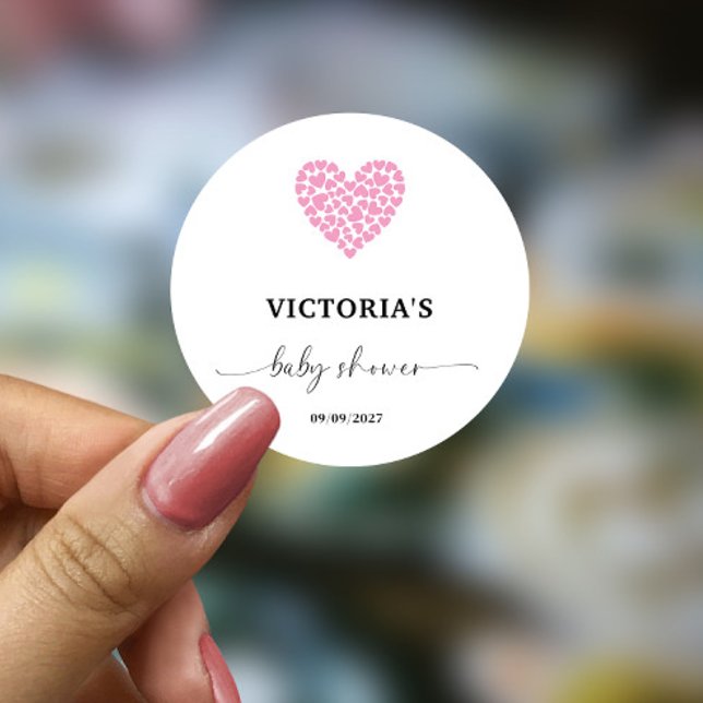 Adesivo Partido do Chá de fraldas Coração Rosa (Criador carregado)