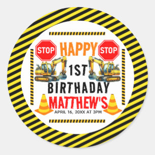 Adesivo Partido do primeiro aniversario de Caminhão de Con