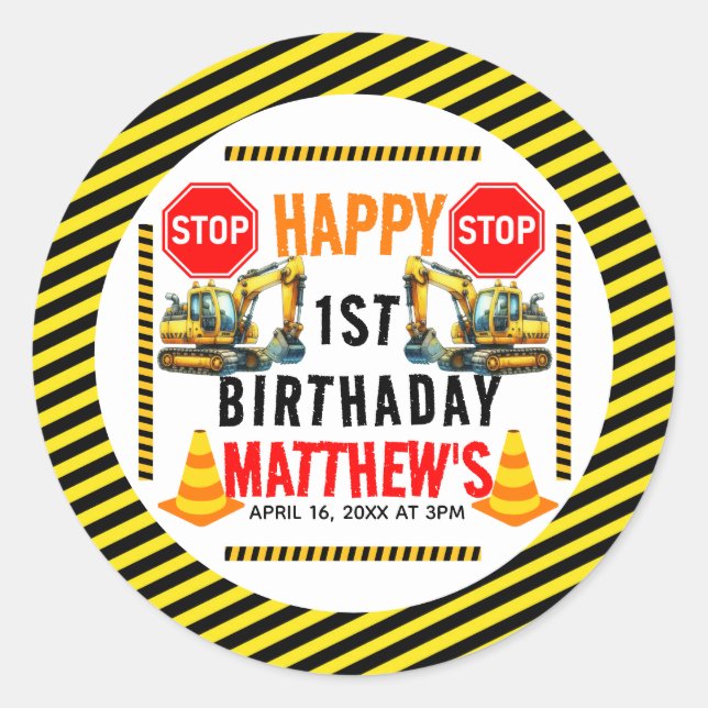 Adesivo Partido do primeiro aniversario de Caminhão de Con (Frente)