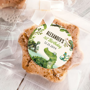 Adesivo Partido do primeiro aniversario de Réptil do Swamp