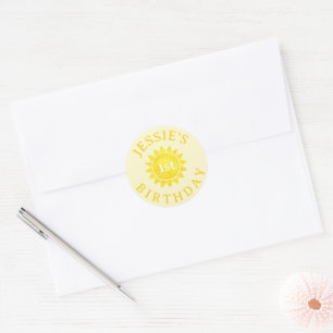 Adesivo Partido do primeiro aniversario de Tema Sunshine