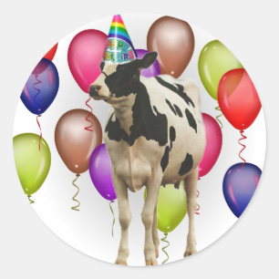 Adesivo Partido do tema da vaca do aniversário