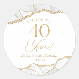 Adesivo Partido Elegante White Dourado Agate aniversário d