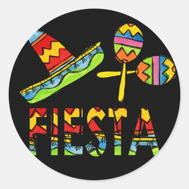 Adesivo Partido Fiesta Mexicano Sombrero Maraca Stickers (Frente)