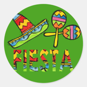 Adesivo Partido Fiesta Mexicano Sombrero Maraca Stickers