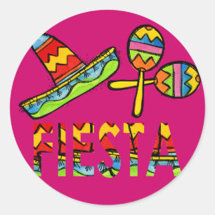 Adesivo Partido Fiesta Mexicano Sombrero Maraca Stickers