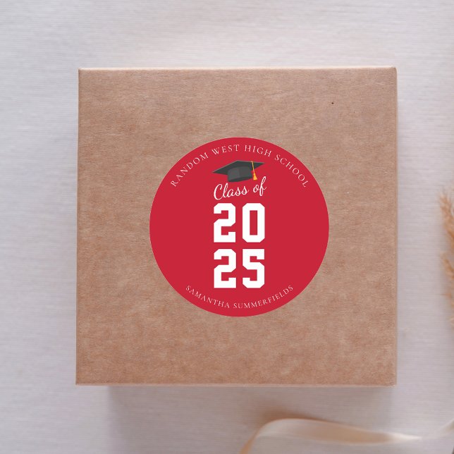 Adesivo Partido Formando Simple Modern Graduation 2025 (Simple Modern Graduation 2025 Grad Party Classic Round Sticker)