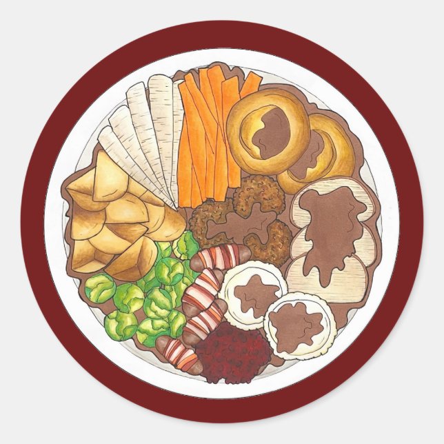 Adesivo Partido Jante de Natal UK Comida Festiva Britânica (Frente)