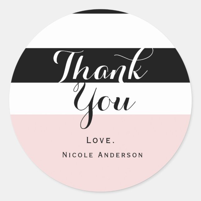 Adesivo Partido Moderno Blush Pink Black & White Stripe (Frente)