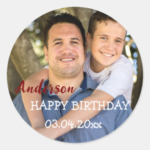 Adesivo Partido Personalizado de Foto Feliz Aniversário