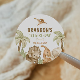 Adesivo Partido primeiro aniversario Dinossauro One-A-Saur