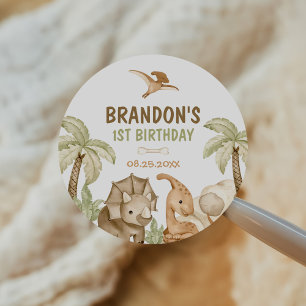 Adesivo Partido primeiro aniversario Dinossauro One-A-Saur