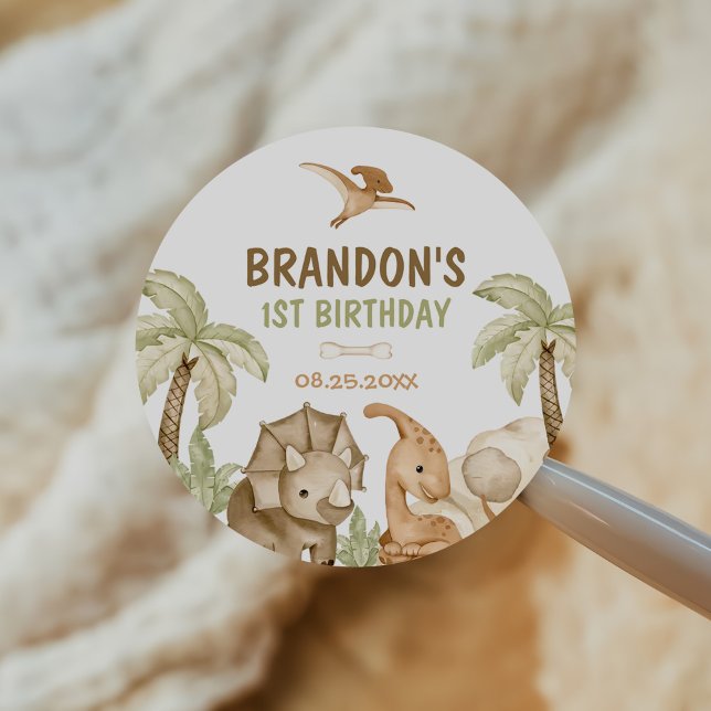 Adesivo Partido primeiro aniversario Dinossauro One-A-Saur (Criador carregado)