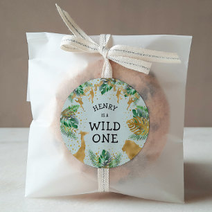 Adesivo Partido primeiro aniversario Selvagem Safari Verde