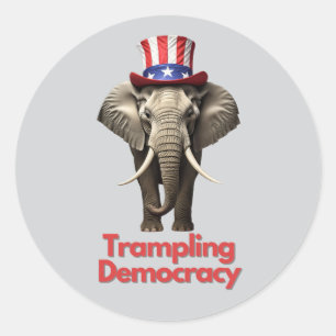 Adesivo Partido Republicano Elefante Atropelando Democraci
