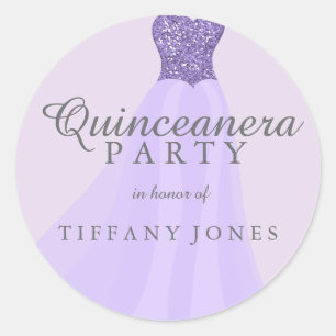 Adesivo Partido Sparkling roxo de Quinceanera do vestido