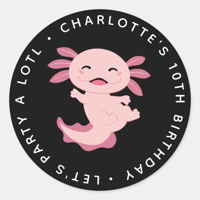 Adesivo Partido vamos A Lotl Axolotl Aniversário (Frente)