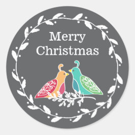Adesivo Partridge Birds Rustic Wreath Feliz Natal
