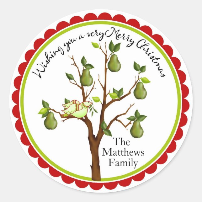 Adesivo Partucho em palhetas de Natal em árvore pera (Frente)