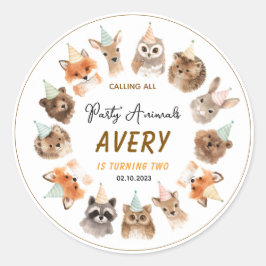 Adesivo Party Animals 2nd Birthday | Cute Jungle Animal