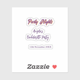 Adesivo Party nights bachelorette party name date purple